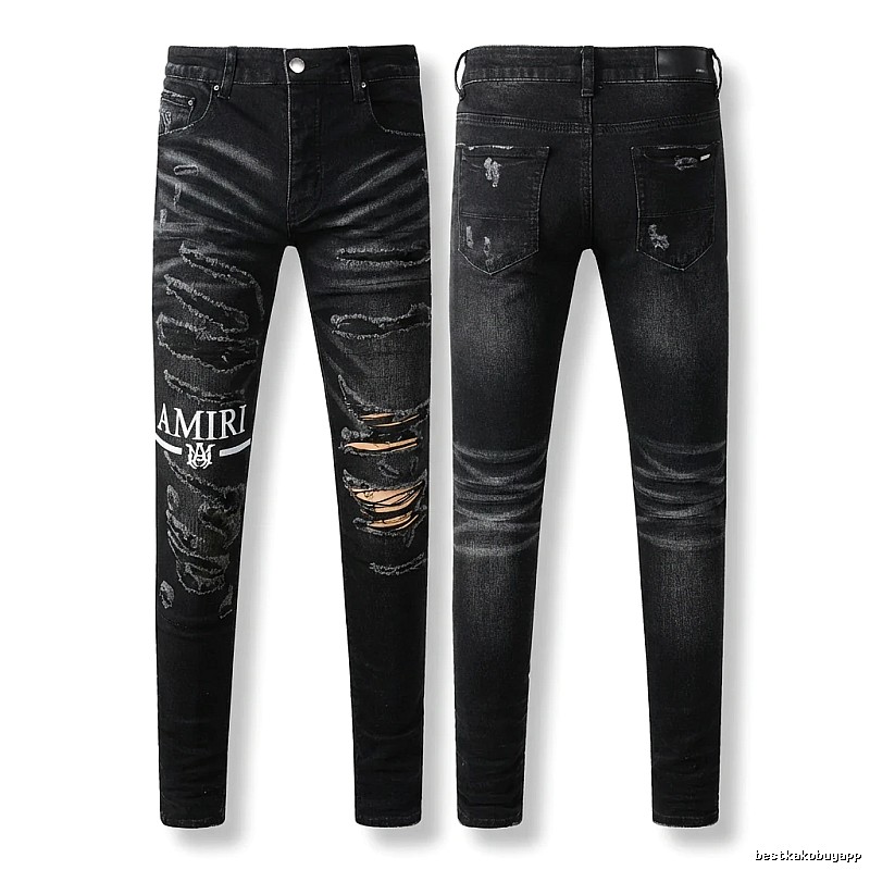 AMI Ripped Trendy Brand Black Jeans