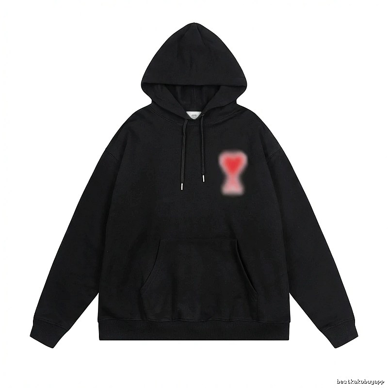 AMI Trendy Brand Love Simple Style Black Hoodie