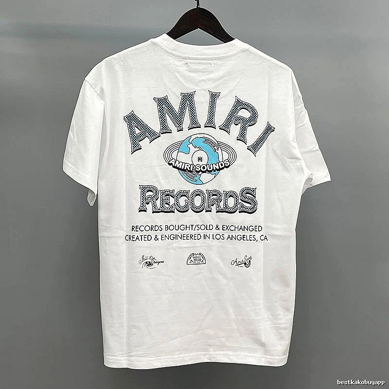 Amiri Letter Graphic White Blue Records Graphic T-Shirt Clean Colorway