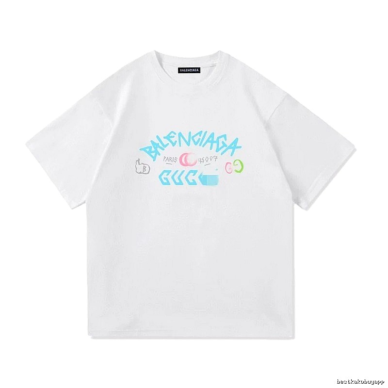 Balenciaga Co-branded Graffiti Street Style White T-Shirt