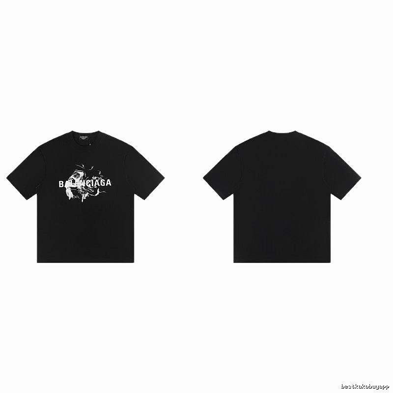 Balenciaga Distressed Print Cool Trendy Black T-Shirt