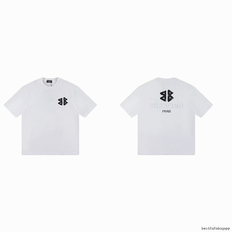 Balenciaga Double-B Print Street Style White T-Shirt