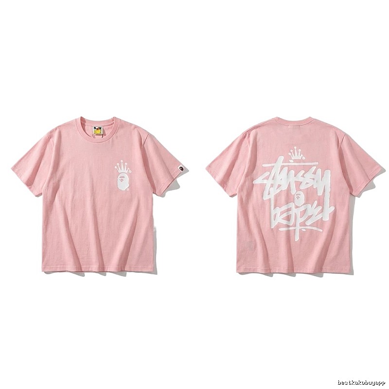 Bape Crown Trendy Pink Short Sleeve