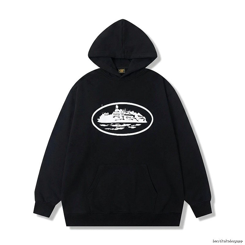 Corteiz black minimalist style hoodie