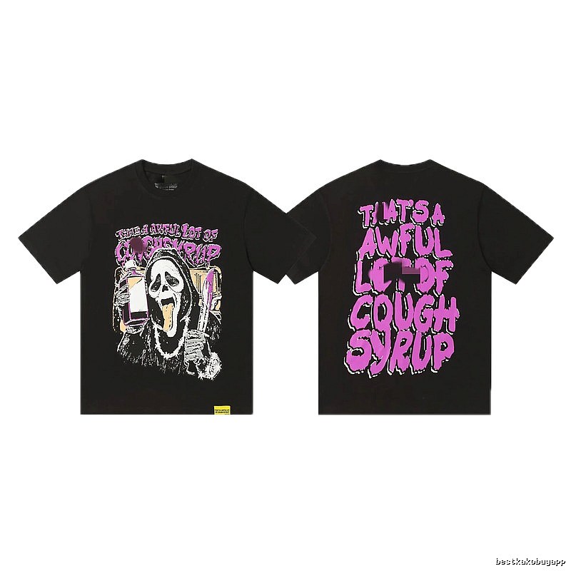 COUGH SYRUP Grimace Print Street Style Black T-Shirt