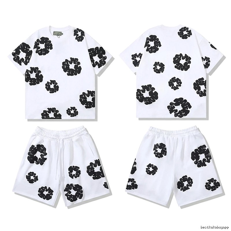 DENIM TEARS Black and White Printed Trendy Brand Set