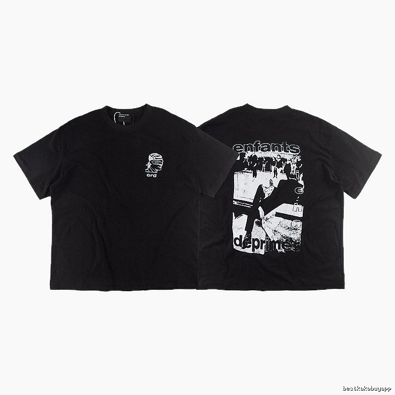 ERD Portrait Print Dark Style Black Short-sleeve T-shirt