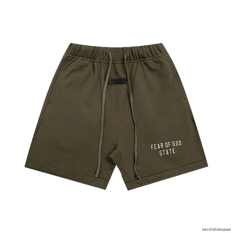 ESSENTIALS Sporty Military Green Shorts
