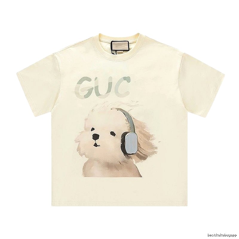 Gucci Puppy Print Casual Off-white T-Shirt