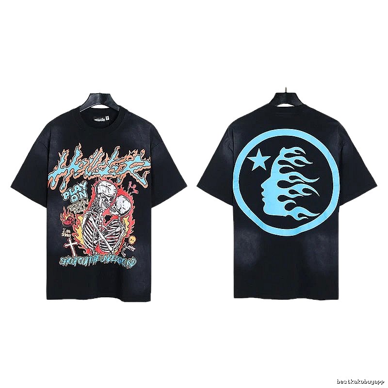 Hellstar Skull Print Street Style Black T-Shirt