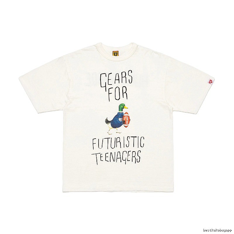 HUMAN MADE Japanese Streetwear Green Duck Printed Off-white T-shirt