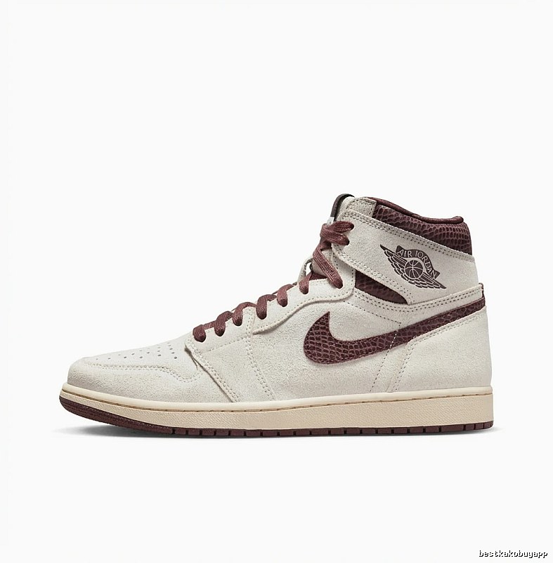 Jordan AJ1 High-top Retro Style White and Brown Shoes