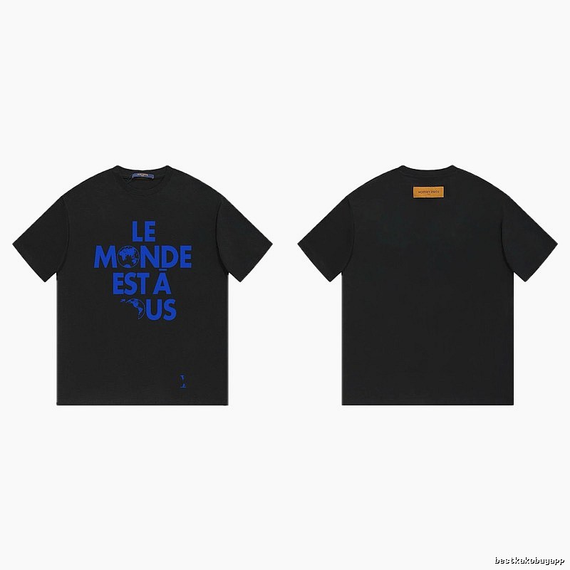 Louis Vuitton Letter Print Cool Trendy Style Black T-shirt