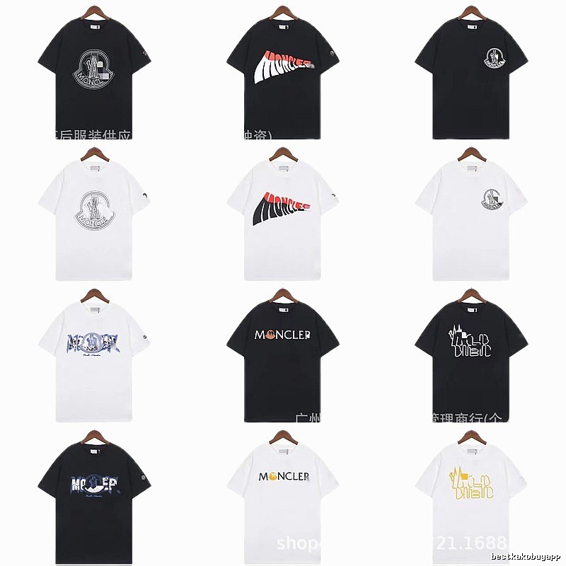 Moncler Logo Printed Trendy Black & White Short-Sleeve T-Shirt