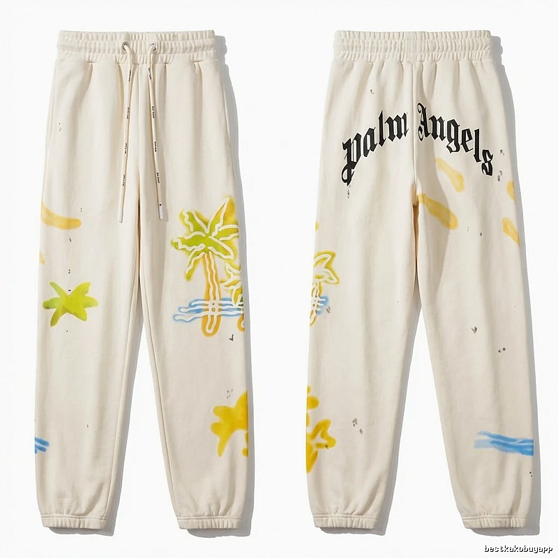 Palm Angels Graffiti Style White Sweatpants