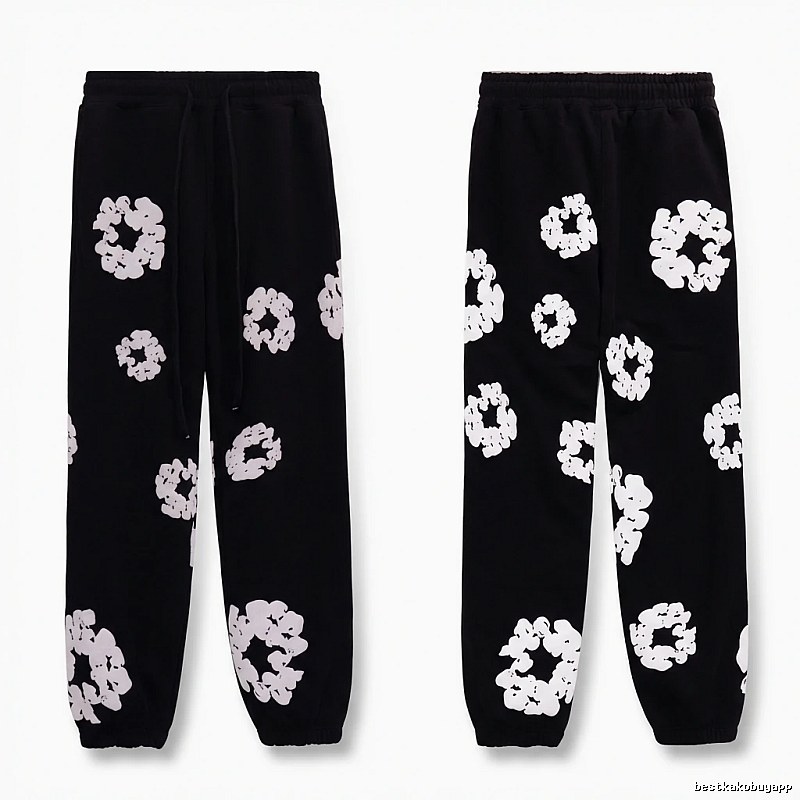 Printed casual black pants with DENIM TEARS style