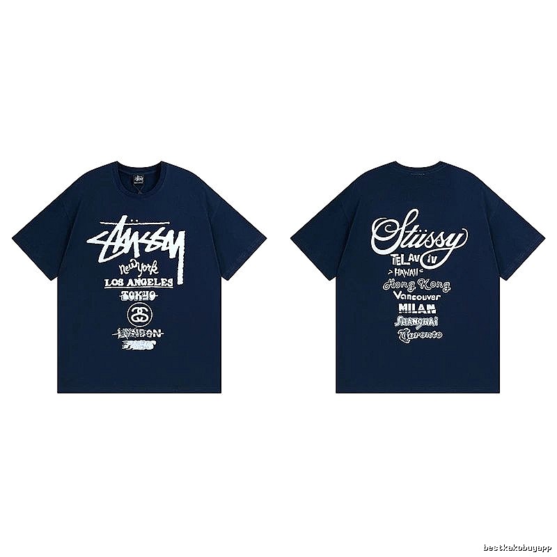 Stussy Simple Logo Finish Spider Graphic T-Shirt Minimal Look