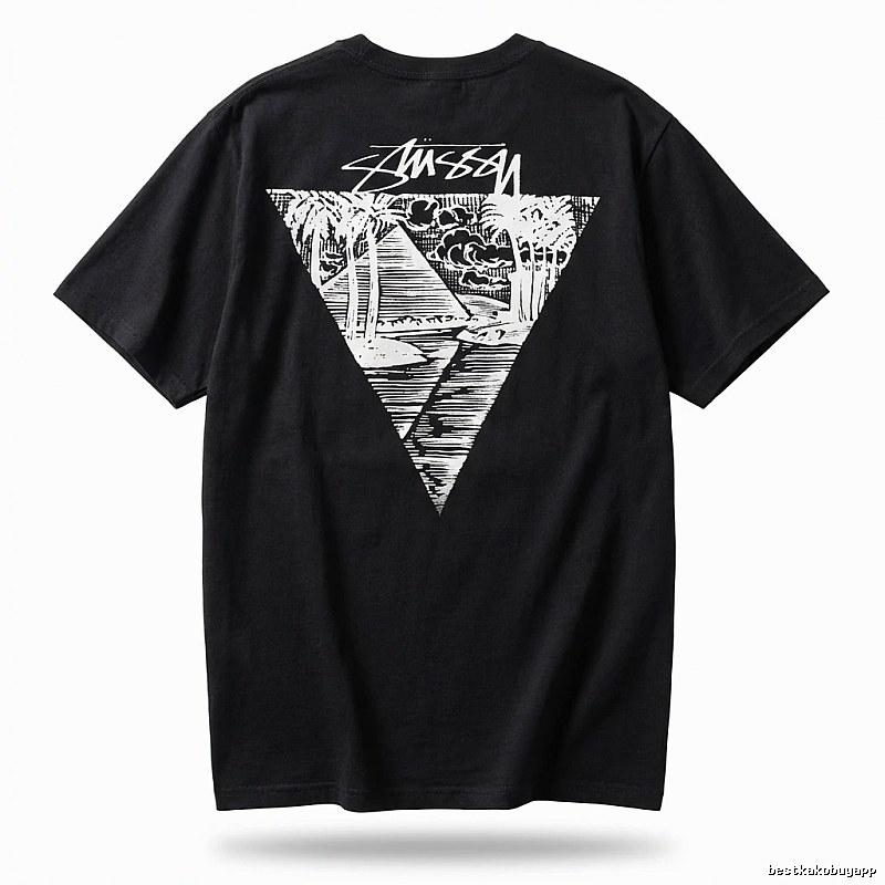 Stussy triangle print style black T-shirt