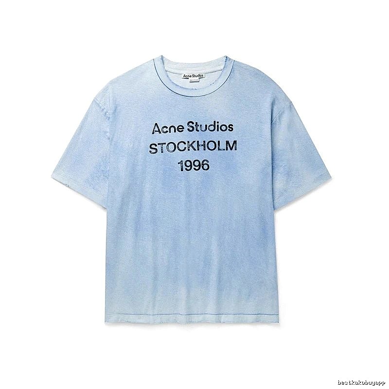 Acne Studios 2090-80 Deep Blue Style Ac908046 Stockholm Logo T-Shirt Casual Layering
