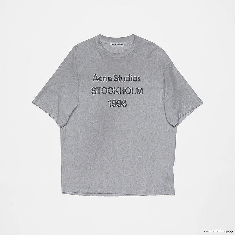 Acne Studios 2090-80 Gray Style Ac908026 Stockholm Logo T-Shirt Streetwear Look