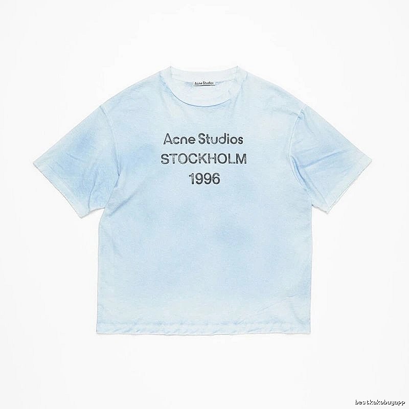 Acne Studios 2090-80 Light Blue Style Ac908046 Stockholm Logo T-Shirt Gift Ready