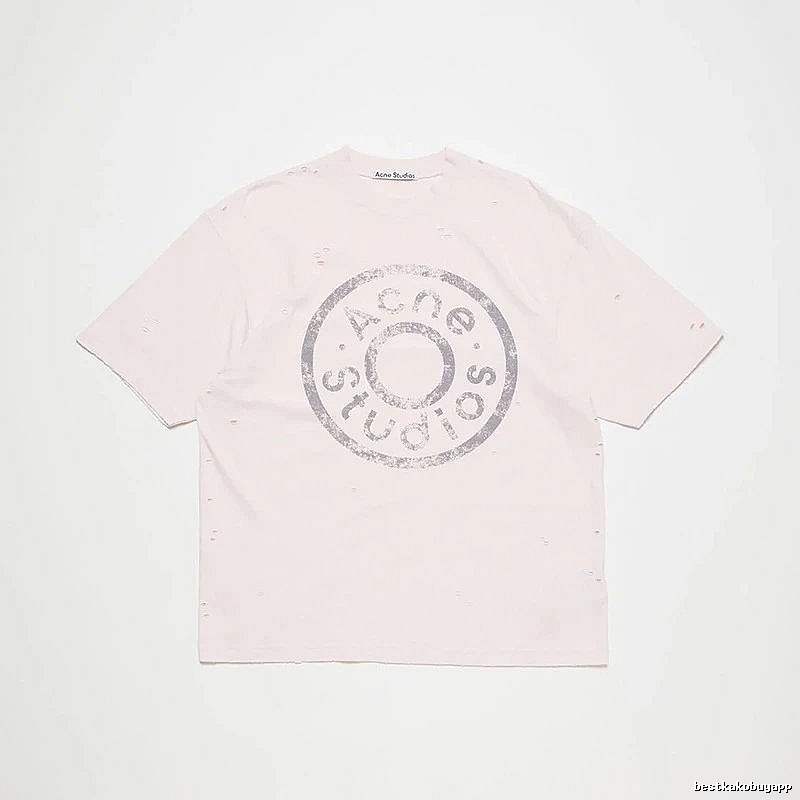 Acne Studios 2090-80 Pink Multicolor Pink Style Ac908041 Stockholm Logo T-Shirt Commuter Look
