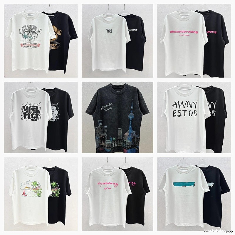 Alexander Wang Printed Street-style Black and White T-shirt