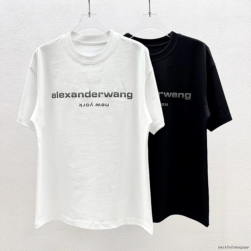 Alexander Wang Trendy Letter Style Black and White Short-Sleeve T-Shirt