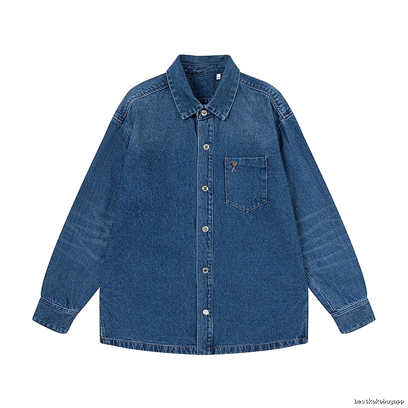 AMI casual style denim blue shirt