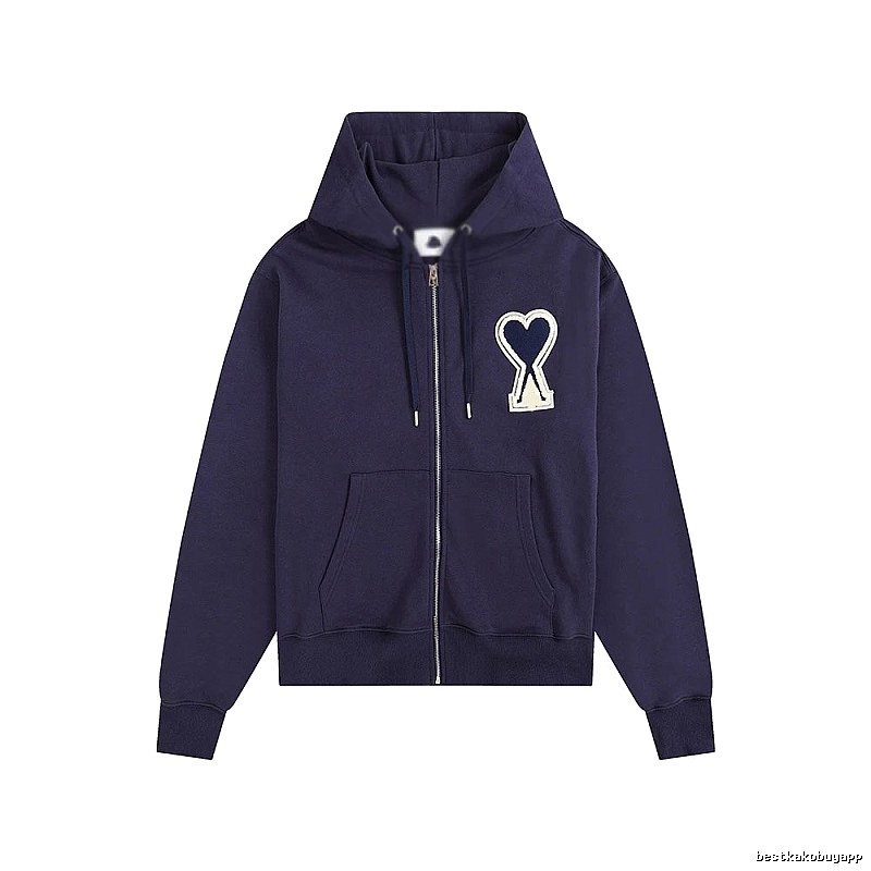 AMI Heart Pattern Zipper Hoodie