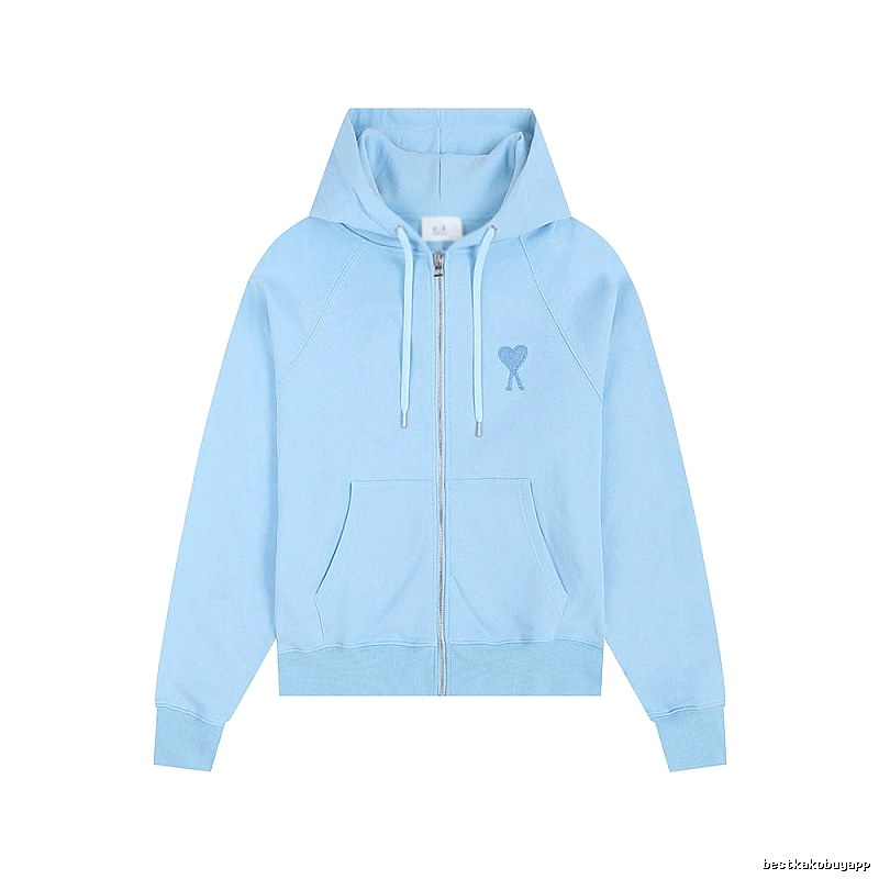 AMI Love Embroidery Light Blue Hoodie