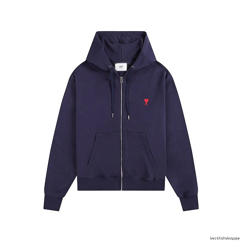AMI Love Embroidery Style Dark Blue Hoodie