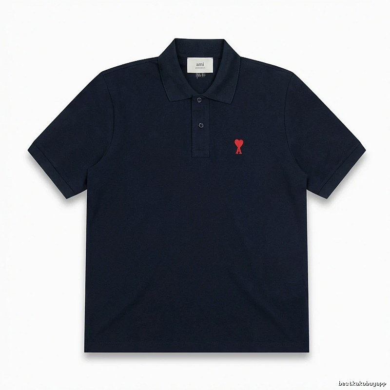 AMI Love Heart Logo Minimalist Style Polo Shirt