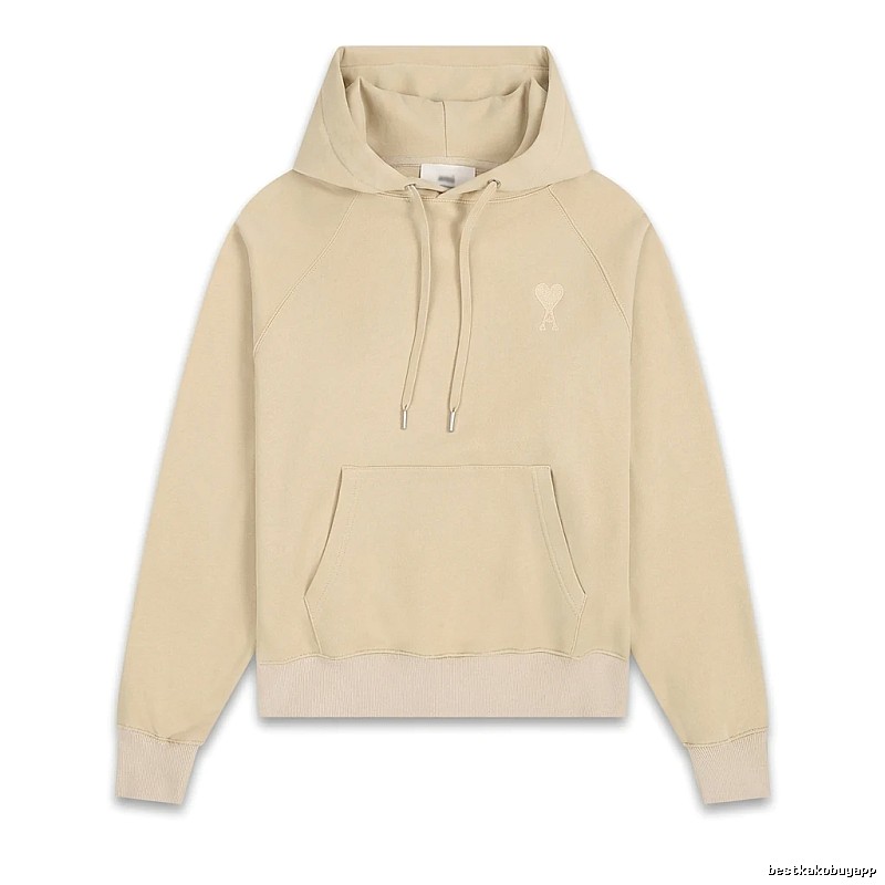 AMI Love Minimalist Style Beige Hoodie