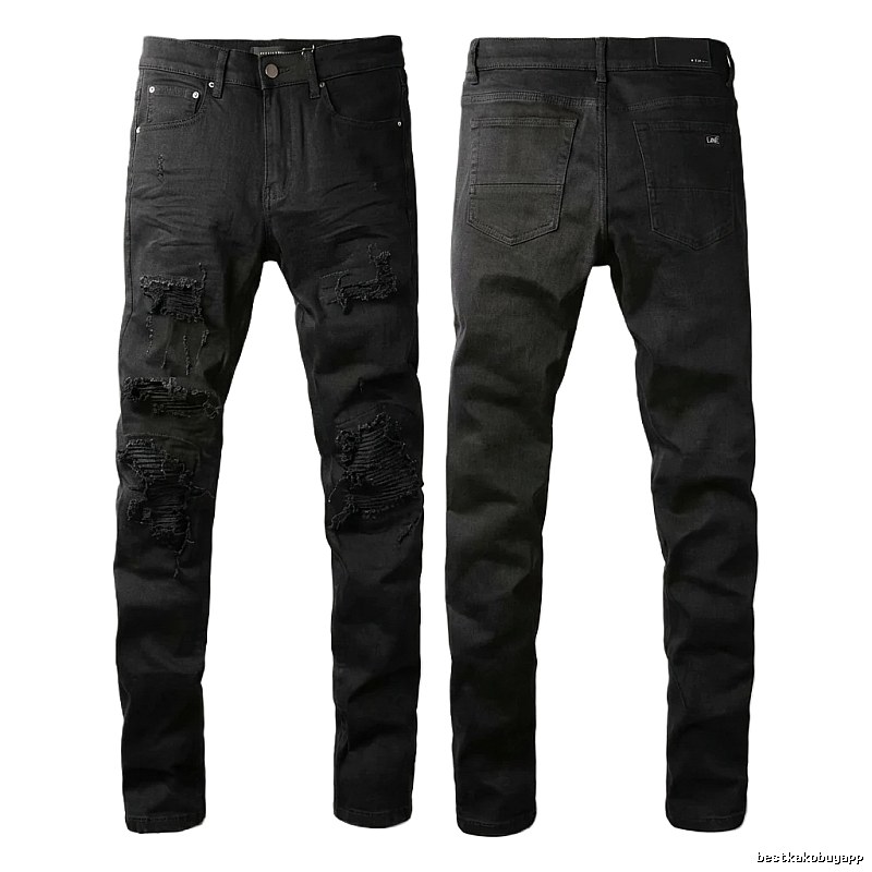 AMI Ripped and Trendy Cool Black Jeans