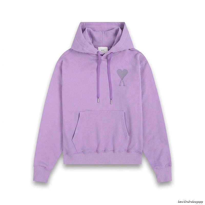 AMI series minimalist style purple hoodie