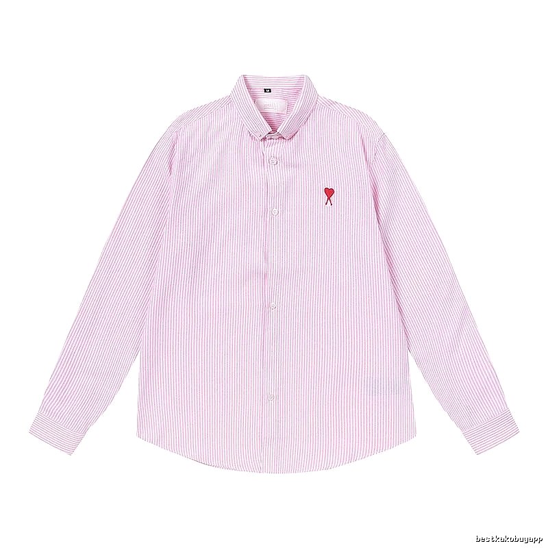 AMI Stripe Minimalist Style Pink Shirt