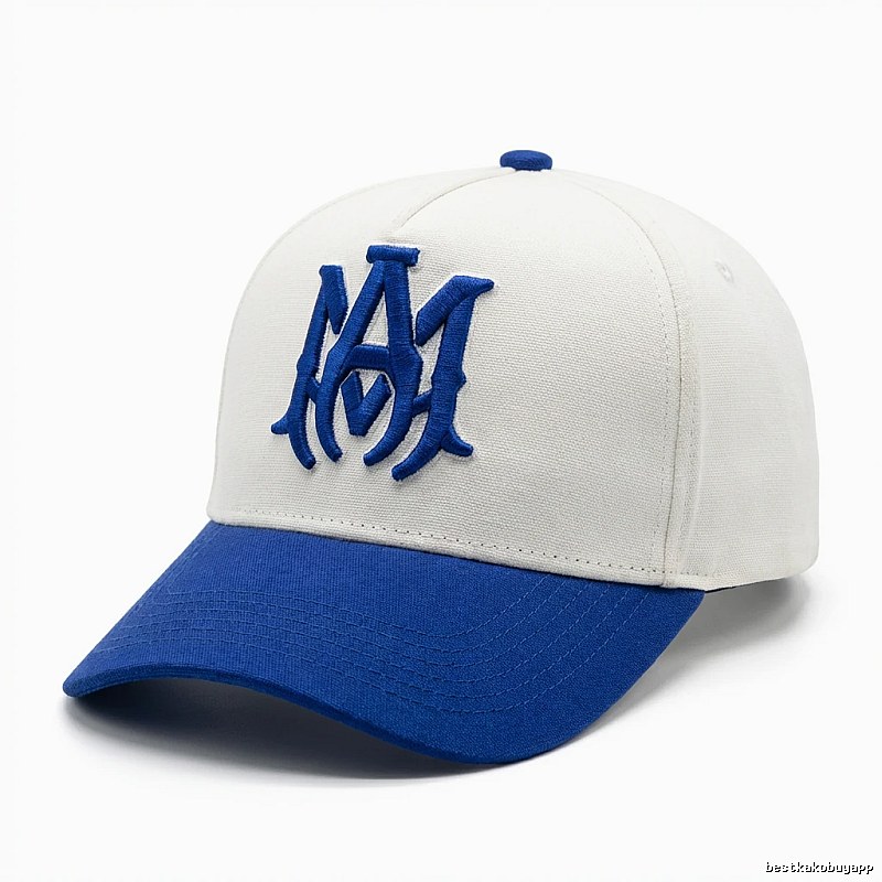 AMIRI blue and white color-blocking baseball cap