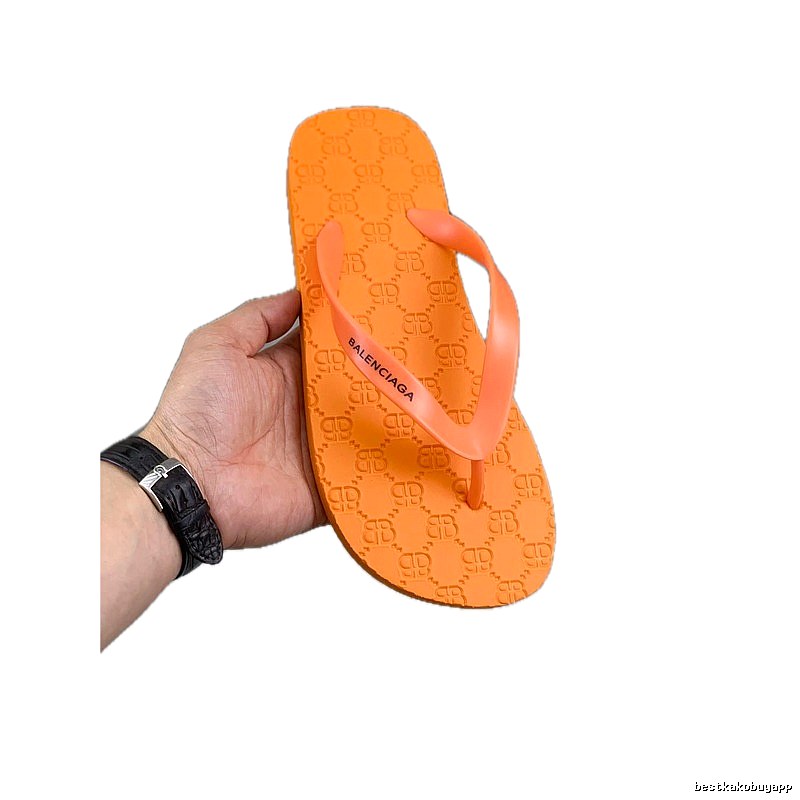 Balenciaga All-over Print Casual Style Orange Flip-Flops