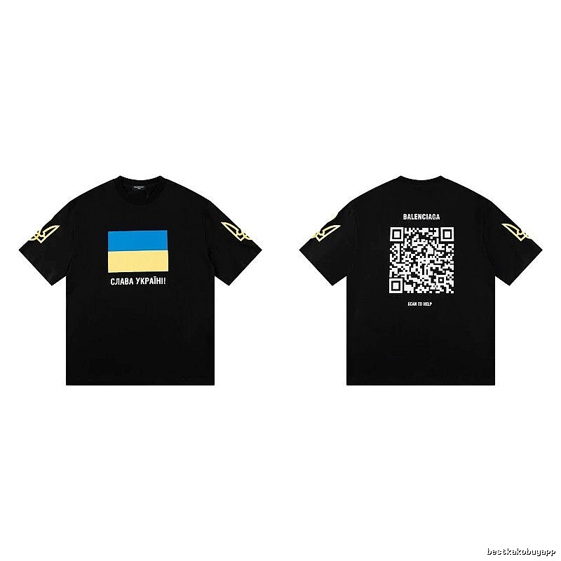 Balenciaga Charity Print Trendy Style Black Short-sleeve T-Shirt