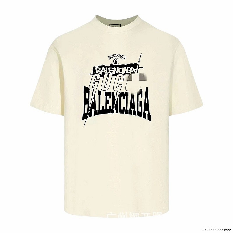 Balenciaga Co-branded Printed Street-style Off-white T-shirt
