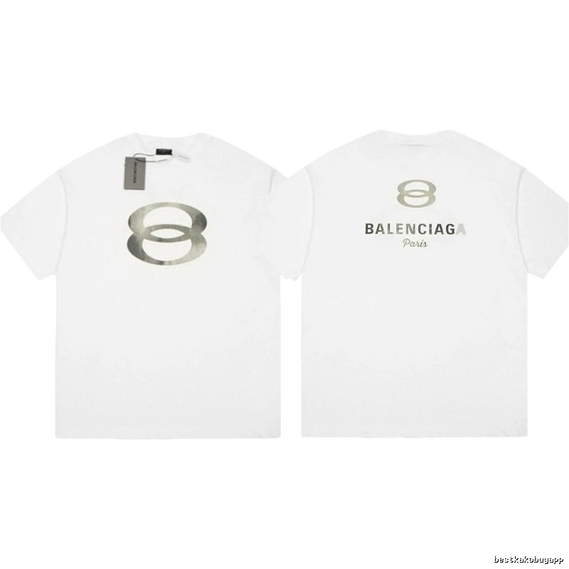 Balenciaga Double 8 Print Street Style White T-Shirt