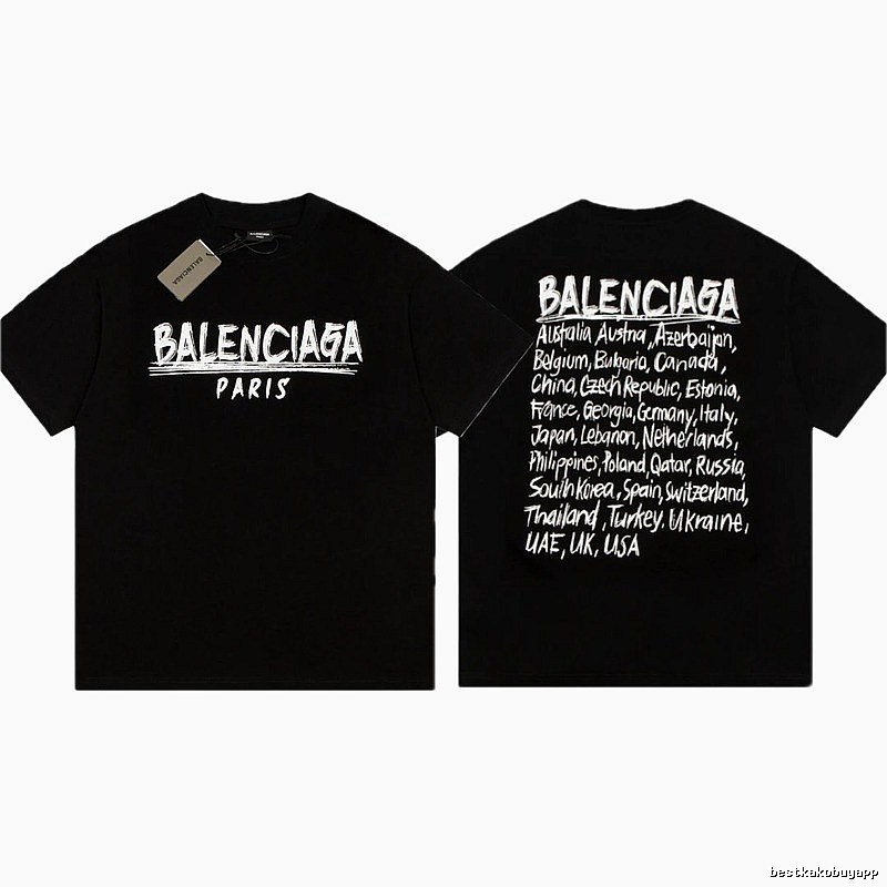 Balenciaga Graffiti Street Style Black Short Sleeve T-shirt