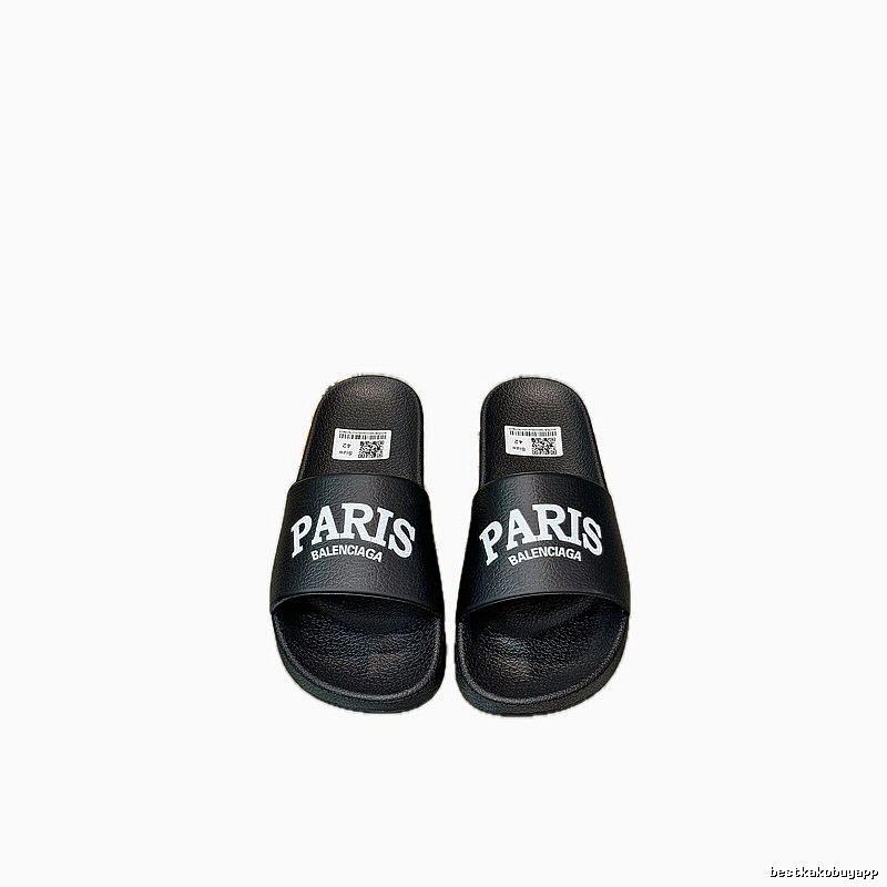 Balenciaga PARIS Print Trendy Black Slippers