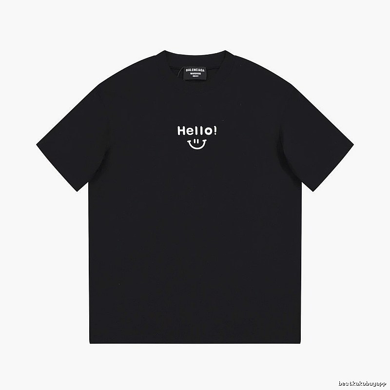 Balenciaga Smiley Print Street Style Black T-Shirt