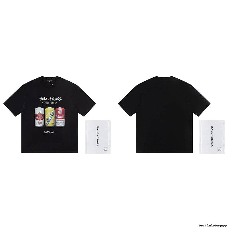 Balenciaga Street Style Black T-shirt with Coca-Cola Print