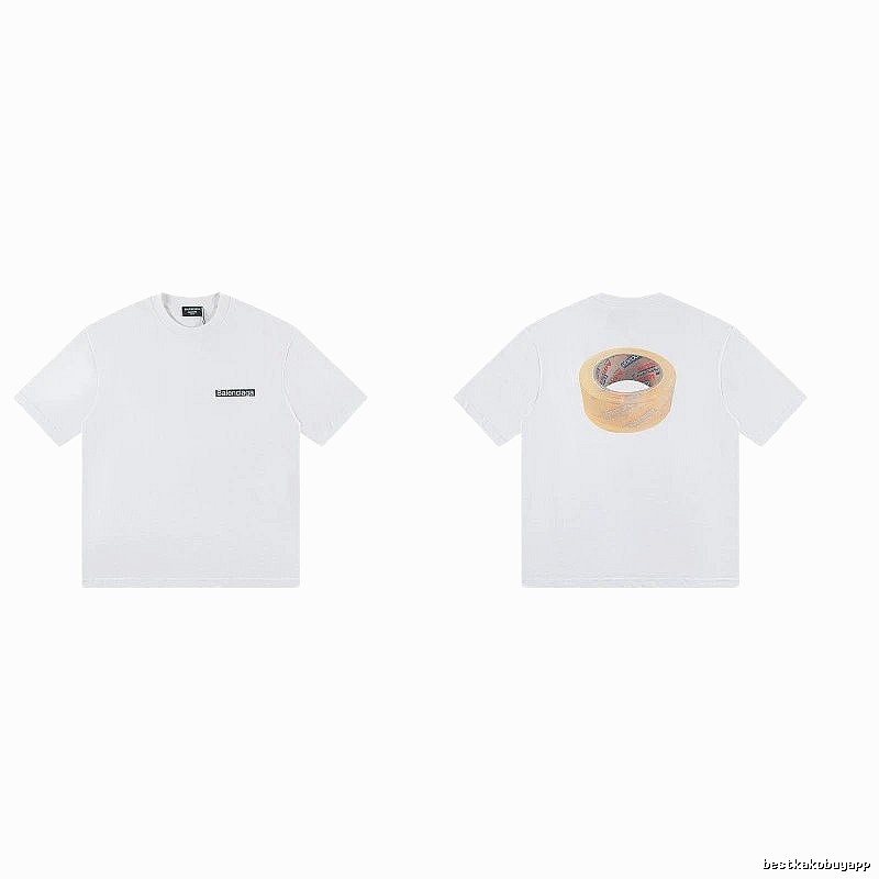Balenciaga Tape Print Streetwear White T-Shirt
