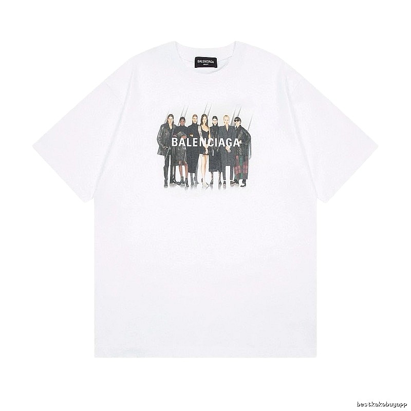 Balenciaga Trendy and Cool Style Portrait Print White T-shirt