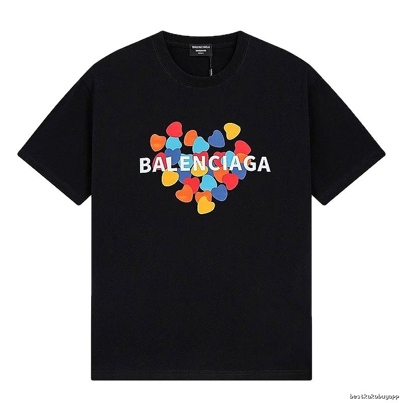 Balenciaga Trendy Black T-shirt with Heart Print