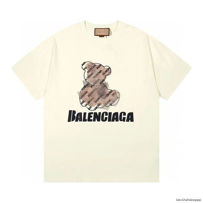 Balenciaga Trendy Off-white T-shirt with Bear Print
